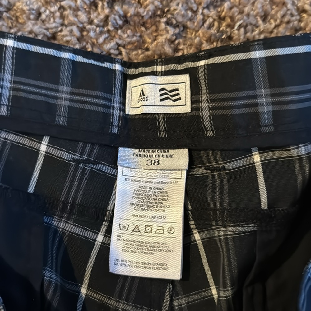 Adidas Men's Black Plaid golf Shorts - Picture 2 of 4